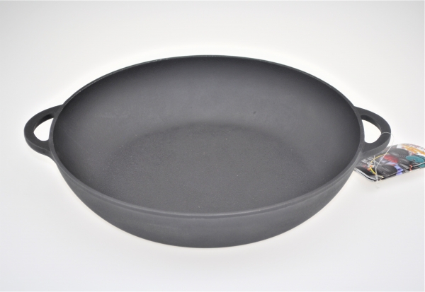 36 cm Pfanne Bräter aus Gusseisen ohne Deckel, Schmortopf Ofenpfanne